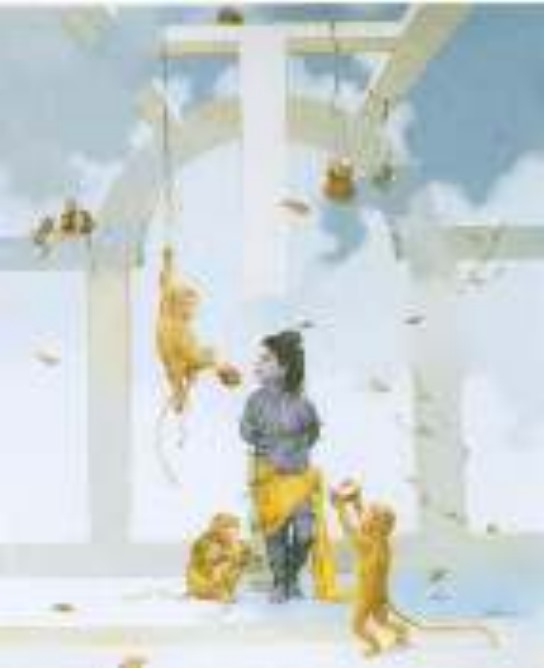 Krishna with Monkey by Vasudev Kamath